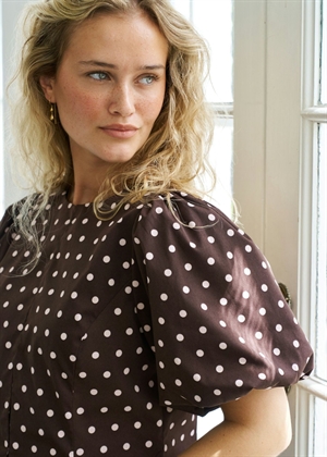 Anela dot bluse Brown Neo Noir 